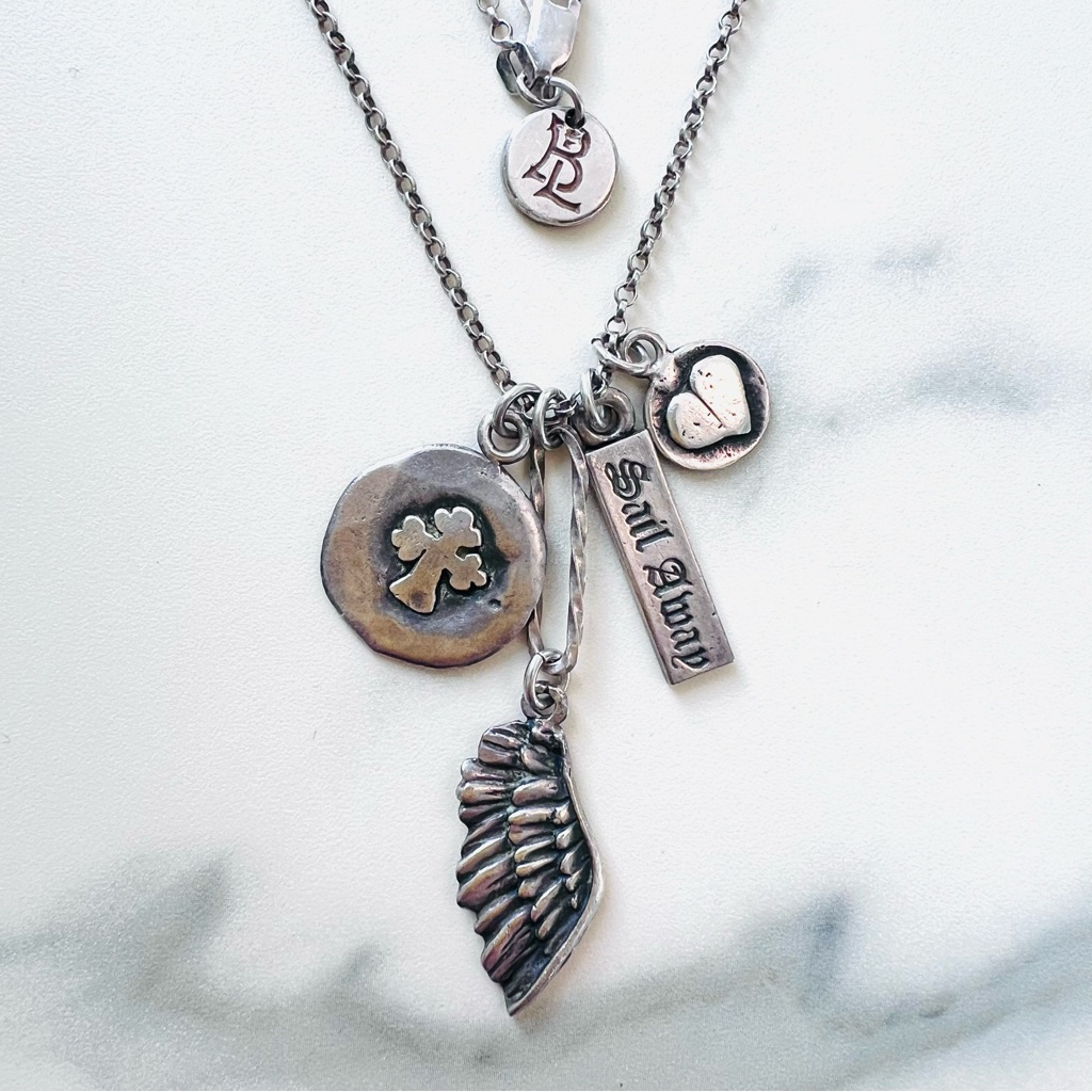 Marvelous Rare Retired Bloodline Design Charm Necklace .925 Sterling Silver